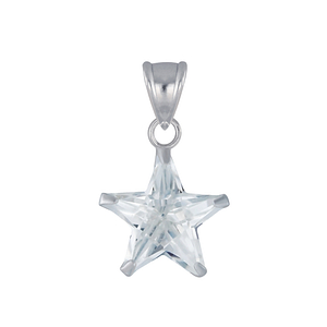 Wholesale 10mm Star Cubic Zirconia Sterling Silver Pendant - JD2989