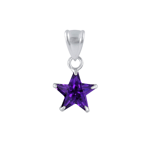 Wholesale 8mm Sterling Silver Star Cubic Zirconia Pendant - JD2181