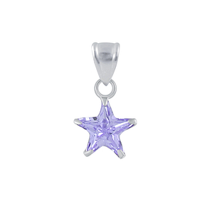 Wholesale 8mm Sterling Silver Star Cubic Zirconia Pendant - JD2181
