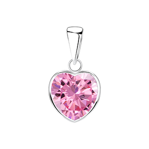 Wholesale 10mm Heart Cubic Zirconia Sterling Silver Pendant - JD2027