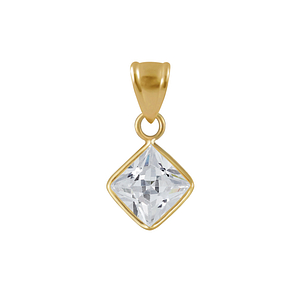 Wholesale 6mm Square Cubic Zirconia Sterling Silver Pendant - JD2293