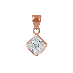 Wholesale 6mm Square Cubic Zirconia Sterling Silver Pendant - JD2294