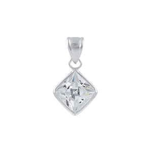 Wholesale 6mm Square Cubic Zirconia Sterling Silver Pendant - JD2120