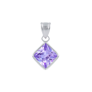Wholesale 6mm Square Cubic Zirconia Sterling Silver Pendant - JD2120