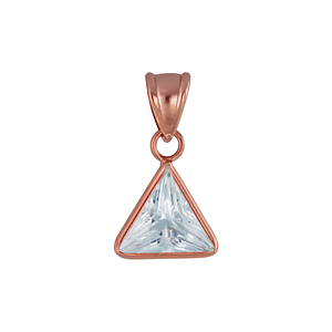 Wholesale 8mm Triangle Cubic Zirconia Sterling Silver Pendant - JD2928