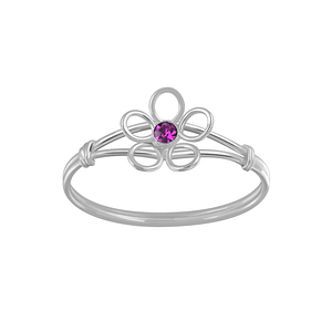 Wholesale Sterling Silver Flower Crystal Ring - JD3583