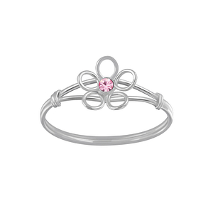 Wholesale Sterling Silver Flower Crystal Ring - JD3582