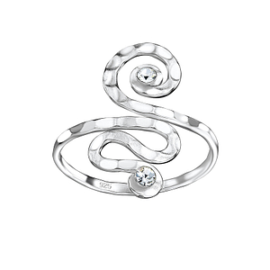 Wholesale Sterling Silver Spiral Crystal Ring - JD7612