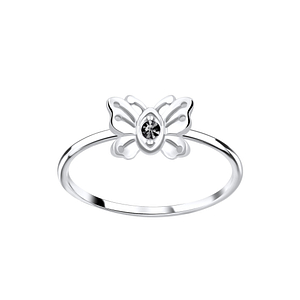 Wholesale Sterling Silver Butterfly Crystal Ring - JD5642