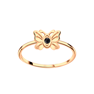 Wholesale Sterling Silver Butterfly Crystal Ring - JD5782
