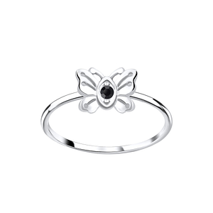 Wholesale Sterling Silver Butterfly Crystal Ring - JD5639
