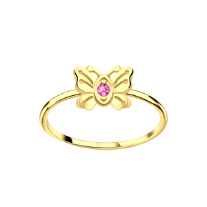Wholesale Sterling Silver Butterfly Crystal Ring - JD5784