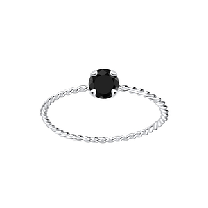 Wholesale 4mm Round Cubic Zirconia Sterling Silver Twisted Band Solitaire Ring - JD4651