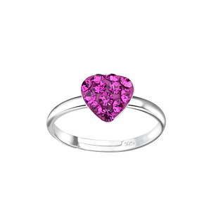 Wholesale Sterling Silver Heart Adjustable Ring - JD7971