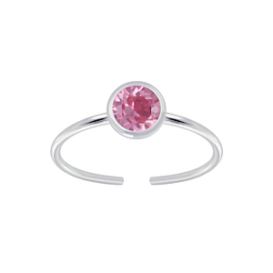 Wholesale 5mm Sterling Silver Open Ring with Crystal - JD6981