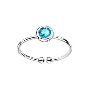 Wholesale 5mm Sterling Silver Open Ring with Crystal - JD8997