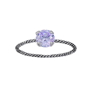 Wholesale Sterling Silver Twisted Band Solitaire Ring - JD3669