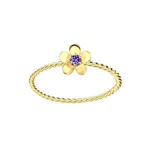Wholesale Sterling Silver Flower Cubic Zirconia Ring - JD4298