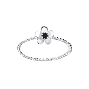 Wholesale Sterling Silver Flower Cubic Zirconia Ring - JD4305
