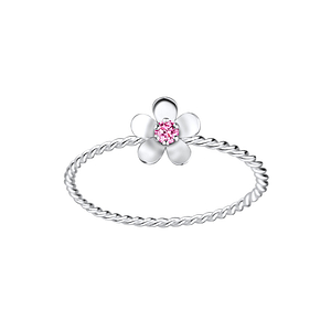 Wholesale Sterling Silver Flower Cubic Zirconia Ring - JD4302