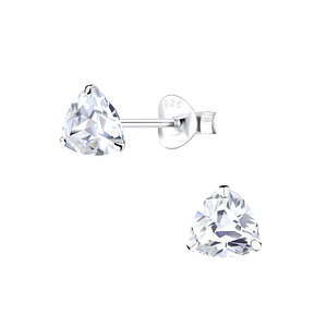 Wholesale 6mm Trillion Cubic Zirconia Sterling Silver Ear Studs - JD10281