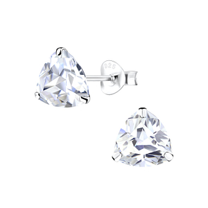 Wholesale 8mm Trillion Cubic Zirconia Sterling Silver Ear Studs - JD10282