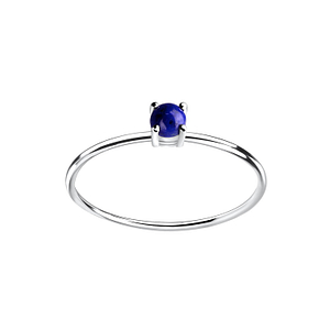 Wholesale 3mm Lapis Lazuli Sterling Silver Ring - JD11383