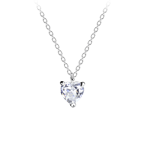 Wholesale 5mm Heart Cubic Zirconia Sterling Silver Necklace - JD13053