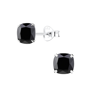 Wholesale 6mm Cushion Cubic Zirconia Sterling Silver Ear Studs - JD10283