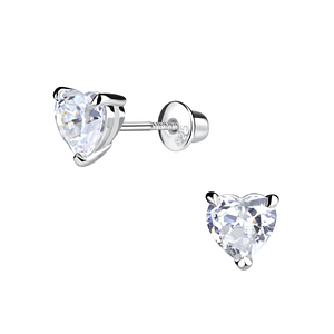 Wholesale Sterling Silver Heart Screw Back Bullet Earrings - JD13051
