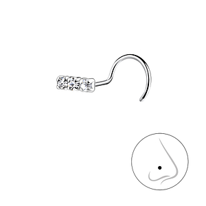 Wholesale Sterling Silver Bar Crystal Nose Spinner - JD12887