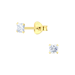 Wholesale 3mm Square Cubic Zirconia Sterling Silver Ear Studs - JD3155