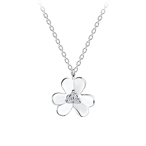 Wholesale Sterling Silver Flower Necklace - JD14125