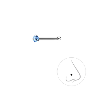 Wholesale 2mm Round Crystal Sterling Silver Nose Stud With Ball - JD3318