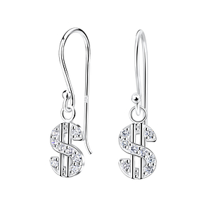 Wholesale Sterling Silver Dollar Sign Earrings - JD10142