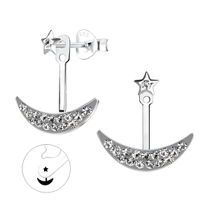 Wholesale Sterling Silver Moon and Star Ear Jacket - JD15525