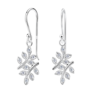 Wholesale Sterling Silver Olive Leaf Earrings - JD15520