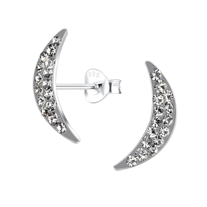 Wholesale Sterling Silver Curved Crystal Ear Studs - JD13961