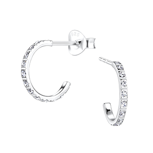 Wholesale Sterling Silver Half Hoop Ear Studs - JD15555