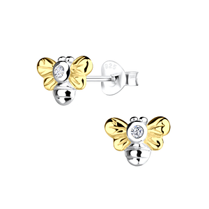 Wholesale Sterling Silver Bee Ear Studs - JD16444