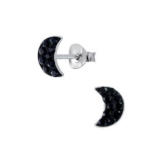 Wholesale Sterling Silver Half Moon Crystal Ear Studs - JD2871