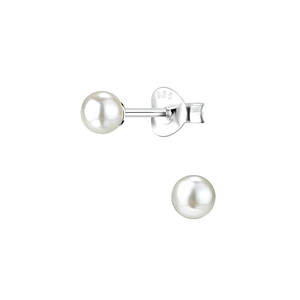 Wholesale 4mm Pearl Sterling Silver Ear Studs - JD1435