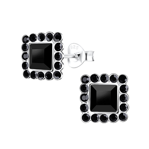 Wholesale Sterling Silver Square Crystal Ear Studs - JD14255