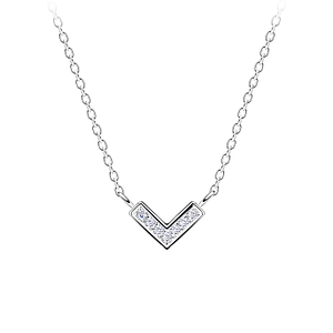 Wholesale Sterling Silver Chevron Necklace - JD16373
