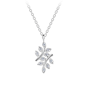 Wholesale Sterling Silver Olive Leaf Necklace - JD15796