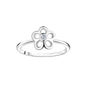 Wholesale Sterling Silver Flower Adjustable Ring - JD16409