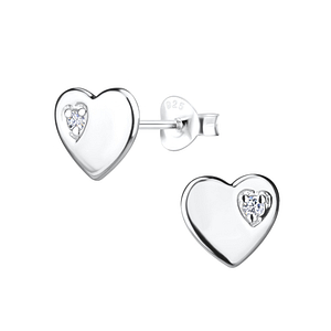 Wholesale Sterling Silver Heart Ear Studs - JD16432