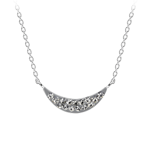 Wholesale Sterling Silver Curved Crystal Necklace - JD16518