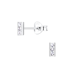 Wholesale Sterling Silver Bar Crystal Ear Studs - JD11366