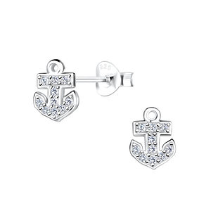 Wholesale Sterling Silver Anchor Ear Studs - JD17332